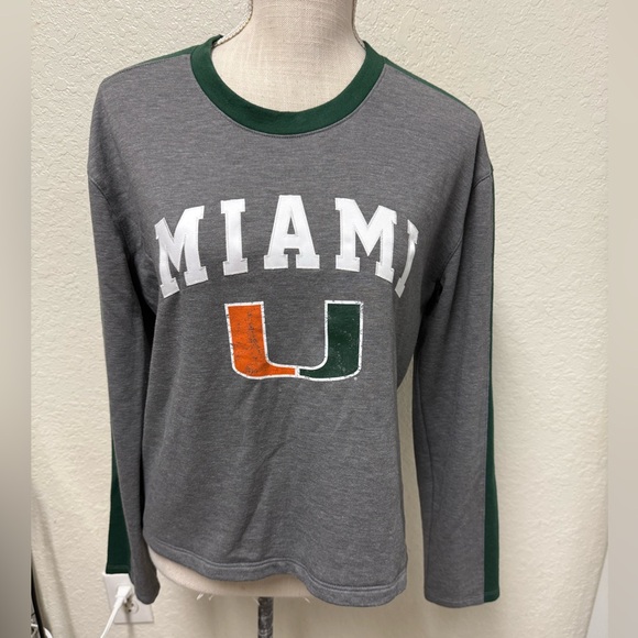Fanatics Tops - FANATICS Miami Gray and Green Long Sleeve Lightweight Sweatshirt Size Medium